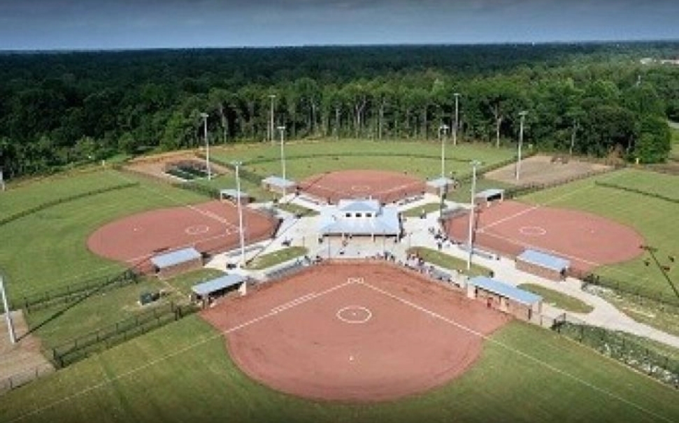 aerial view of baseball fields